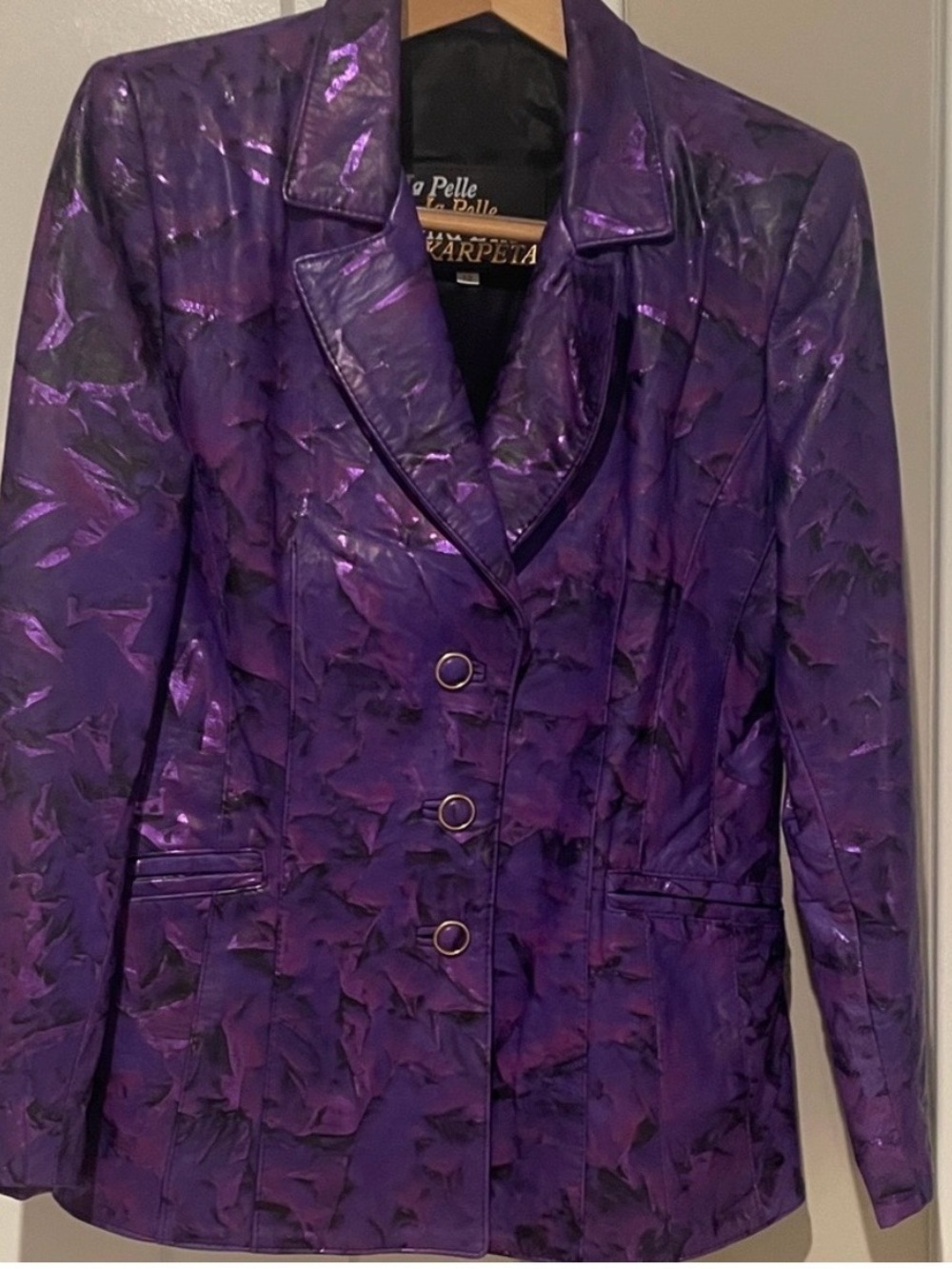 Pellet Purple Metallic Button-Front Jacket - Picture 2 of 6